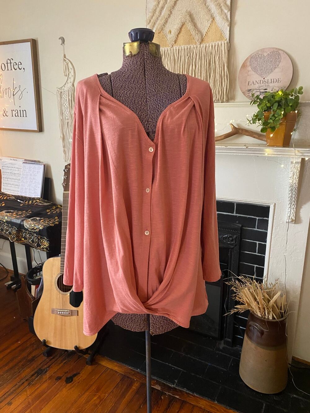 Pure Jill Boho Cotton/Cross Front Top Size 3X